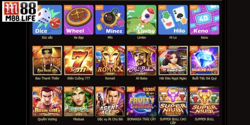 Slot M88 siêu hấp dẫn với sự góp mặt của nhiều game đình đám.